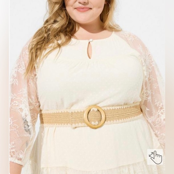 $90 ⭐️ NEW Sz 4x 26 Festi for Torrid Lace Clip Tiered Bohemian Dress - Picture 2 of 13